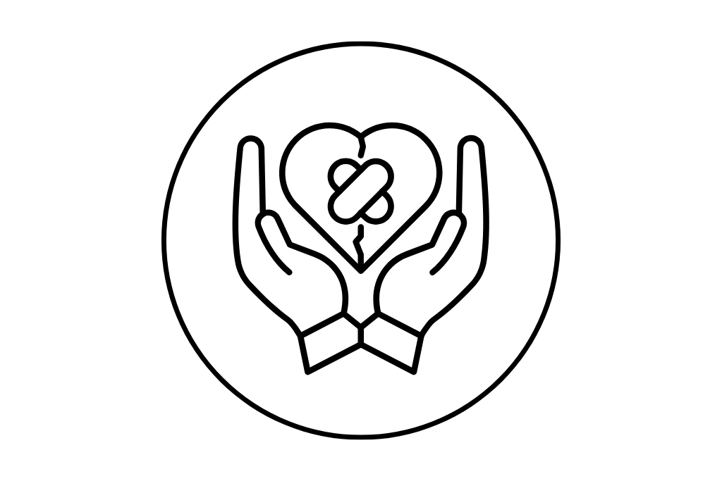 Find comfort: Prayers for Healing Icon of hands cupping a heart, representing prayers for healing and spiritual restoration.